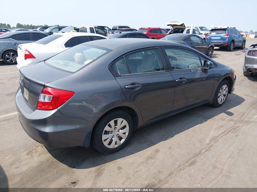 2012 Honda Civic VIN 19XFB2F56CE025371 IAAI salvage auction — ENGINE DAMAGE, Clear (North Carolina), sold $250 on 2026-08-21 (photo 4)