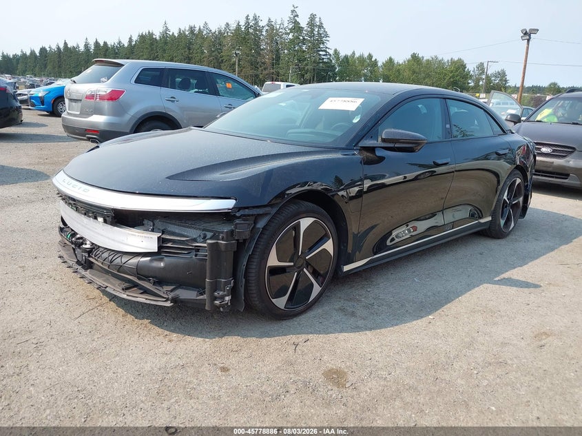 2023 Lucid Air VIN 50EA1TEA2PA001915 IAAI salvage auction — FRONT & REAR, Salvage Title, sold $18,550 on 2026-09-03 (photo 2)