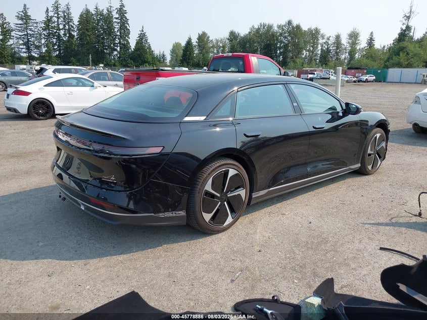 2023 Lucid Air VIN 50EA1TEA2PA001915 IAAI salvage auction — FRONT & REAR, Salvage Title, sold $18,550 on 2026-09-03 (photo 4)
