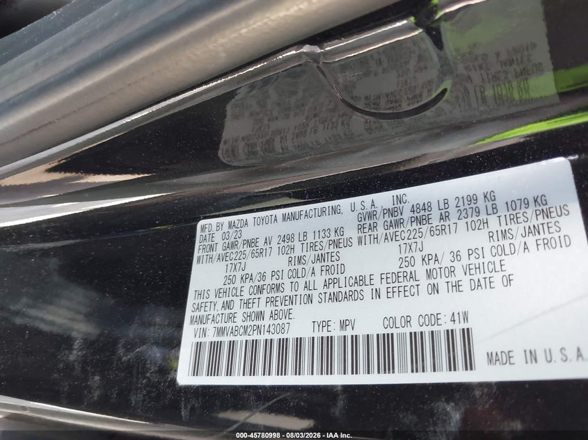 2023 Mazda Cx-50 VIN 7MMVABCM2PN143087 IAAI salvage auction — RIGHT SIDE, Salvage (Texas), sold $5,600 on 2026-08-20 (photo 9)