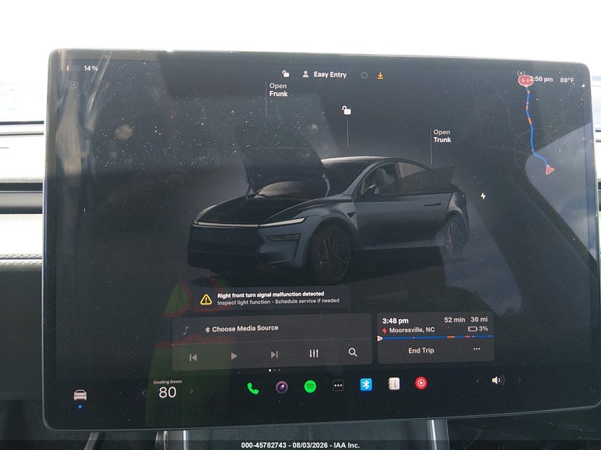2026 Tesla Model y VIN 7SAYGDED9TA437485 IAAI salvage auction — RIGHT FRONT, Salvage (North Carolina), sold $23,550 on 2026-09-14 (photo 7)