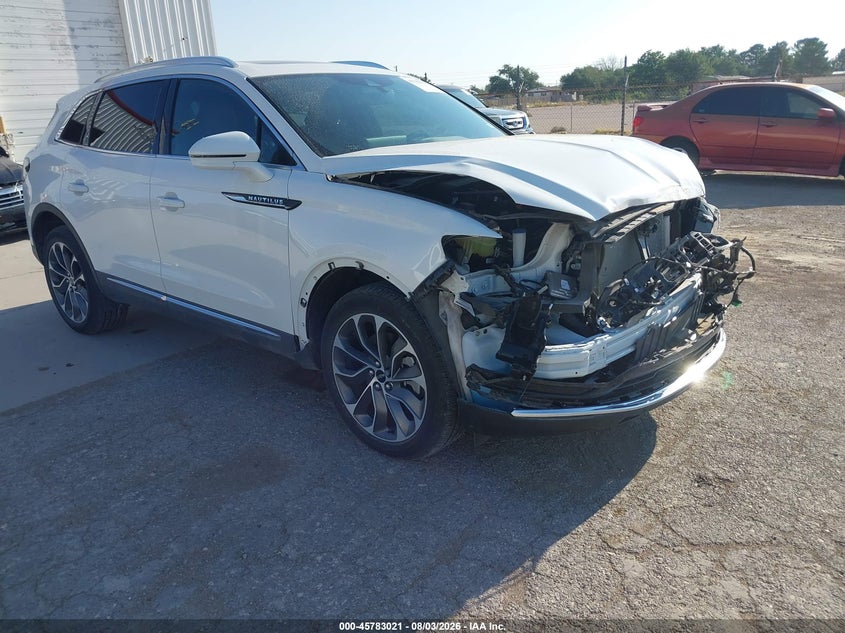 2023 Lincoln Nautilus VIN 2LMPJ8K91PBL19745 IAAI salvage auction — FRONT END, Salvage (Texas), sold $9,000 on 2026-09-03 (photo 1)
