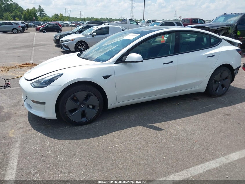 2023 Tesla Model 3 VIN 5YJ3E1EA2PF465249 IAAI salvage auction — REAR END, Salvage Title, sold $7,600 on 2026-09-15 (photo 2)