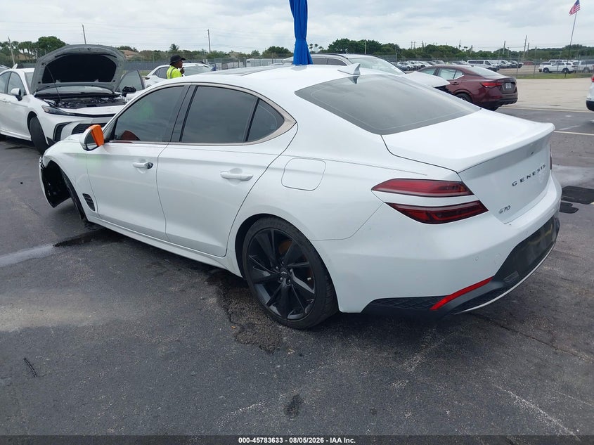 2023 Genesis G70 VIN KMTG34TA3PU104553 IAAI salvage auction — LEFT FRONT, Salvage Title, sold $11,750 on 2026-08-27 (photo 3)