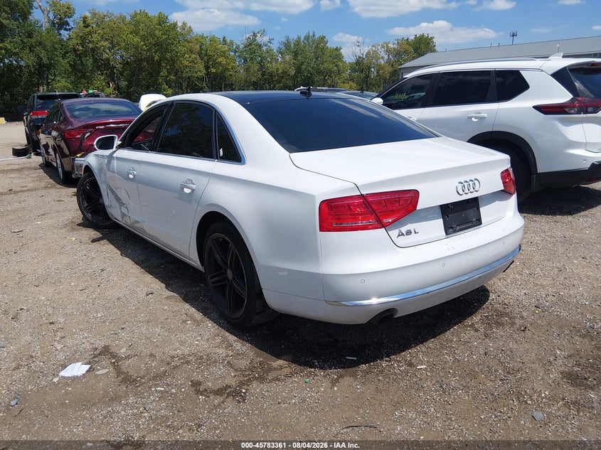 2013 Audi A8 VIN WAURGAFD6DN025798 IAAI salvage auction — LEFT SIDE, Clear (Indiana), sold $2,625 on 2026-09-04 (photo 3)