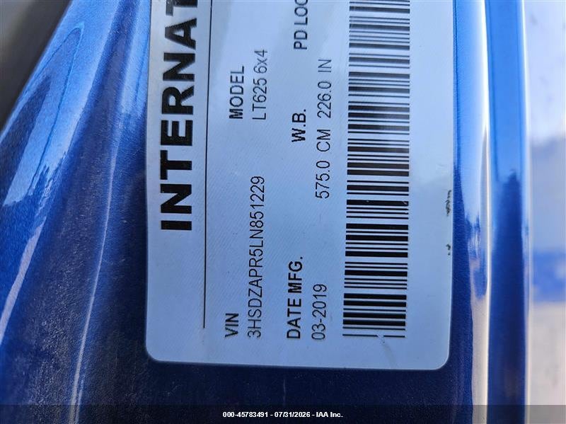 2020 International Lt VIN 3HSDZAPR5LN851229 IAAI salvage auction — REPOSSESSION, Clear (Texas), sold $22,000 on 2026-08-05 (photo 9)