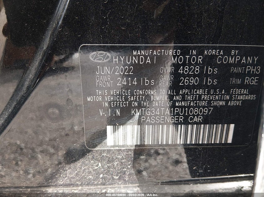 2023 Genesis G70 VIN KMTG34TA1PU108097 IAAI salvage auction — REAR END, Salvage (Virginia), sold $8,300 on 2026-08-28 (photo 9)