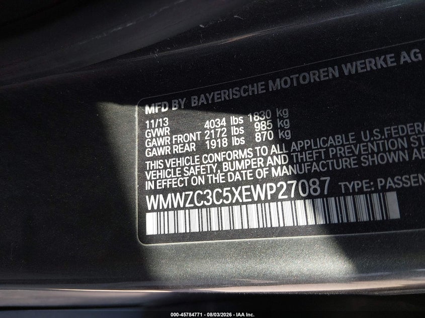 2014 Mini Countryman VIN WMWZC3C5XEWP27087 IAAI salvage auction — NORMAL WEAR, Salvage Title, sold $275 on 2026-08-17 (photo 9)