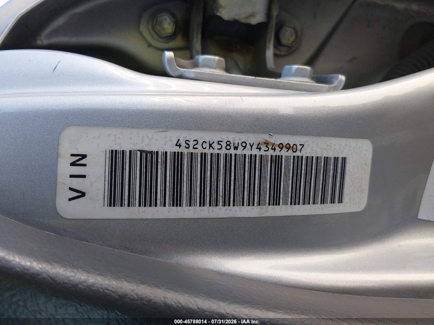 2000 Isuzu Rodeo VIN 4S2CK58W9Y4349907 IAAI salvage auction — NORMAL WEAR, Clear - Dealer Only (California), sold $150 on 2026-09-08 (photo 9)