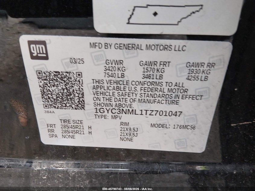 2026 Cadillac Xt4 VIN 1GYC3NML1TZ701047 IAAI salvage auction — LEFT FRONT, Wait Title, sold $23,150 on 2026-09-17 (photo 9)