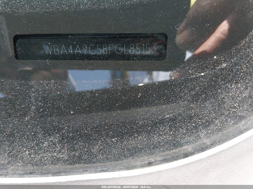 2015 BMW 4er VIN WBA4A9C58FGL85153 IAAI salvage auction — LEFT SIDE, Salvage (California), sold $1,400 on 2026-08-20 (photo 9)