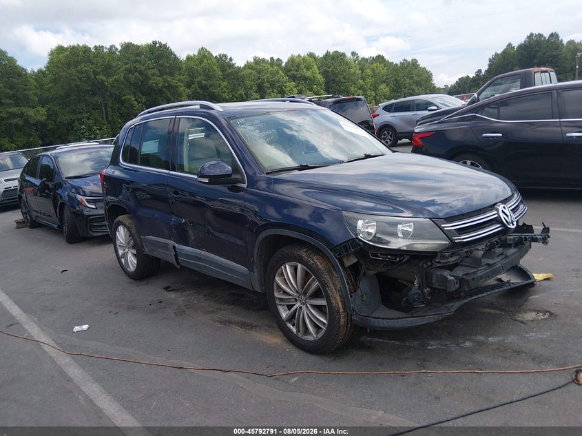 2012 Volkswagen Tiguan VIN WVGBV7AX9CW588427 IAAI salvage auction — FRONT & REAR, Clear (North Carolina), sold $425 on 2026-08-12 (photo 1)