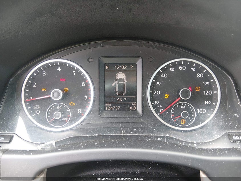 2012 Volkswagen Tiguan VIN WVGBV7AX9CW588427 IAAI salvage auction — FRONT & REAR, Clear (North Carolina), sold $425 on 2026-08-12 (photo 7)