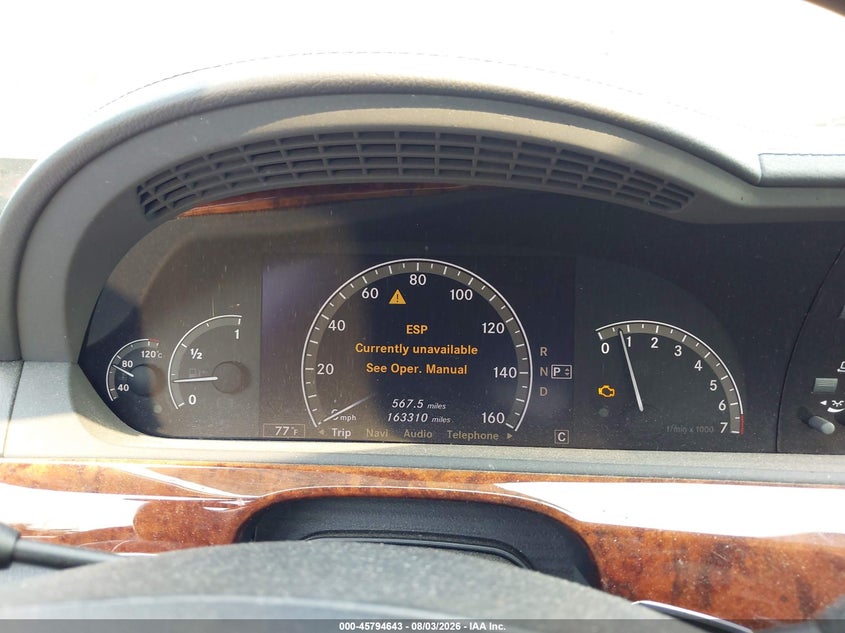 2007 Mercedes-benz S class VIN WDDNG71X87A050886 IAAI salvage auction — NORMAL WEAR, Affidavit In Lieu Of Title - Non-Public (Washington), sold $1,375 on 2026-08-12 (photo 7)