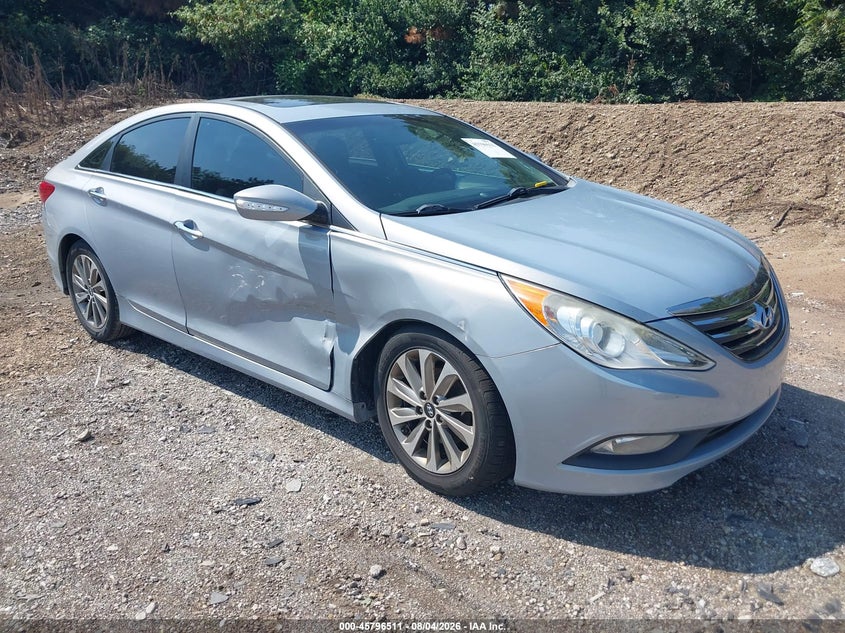 2014 Hyundai Sonata VIN 5NPEC4AC6EH885621 IAAI salvage auction — SIDE, Clear (Indiana), sold $600 on 2026-08-24 (photo 1)