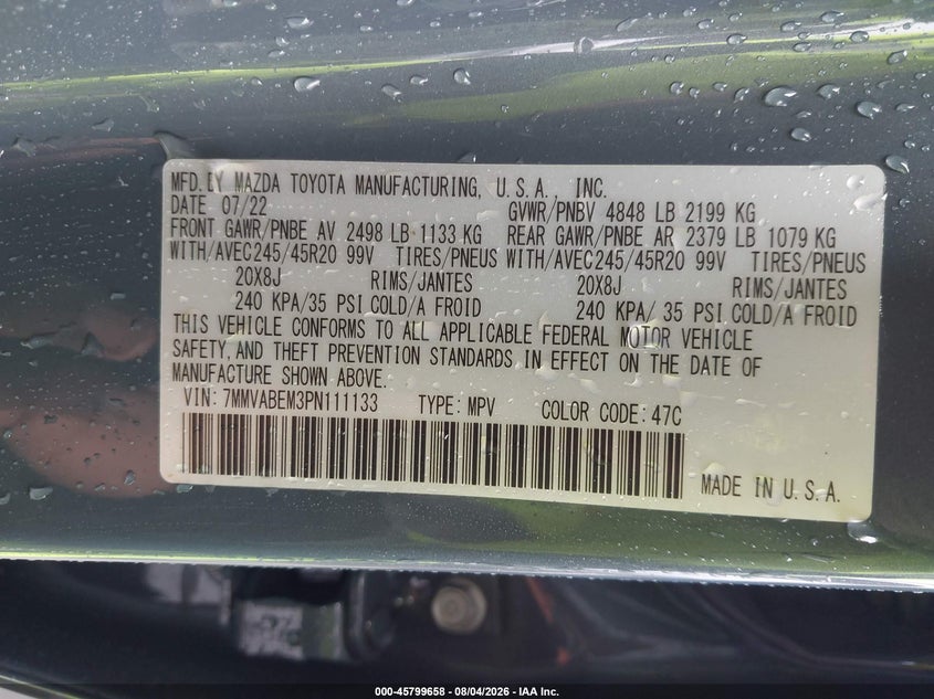 2023 Mazda Cx-50 VIN 7MMVABEM3PN111133 IAAI salvage auction — RIGHT SIDE, Wait Title, sold $8,200 on 2026-08-26 (photo 9)