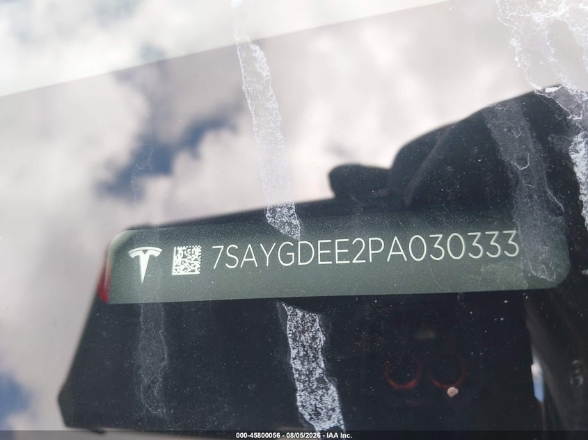 2023 Tesla Model y VIN 7SAYGDEE2PA030333 IAAI salvage auction — REAR END, Salvage Title, sold $12,300 on 2026-10-10 (photo 9)