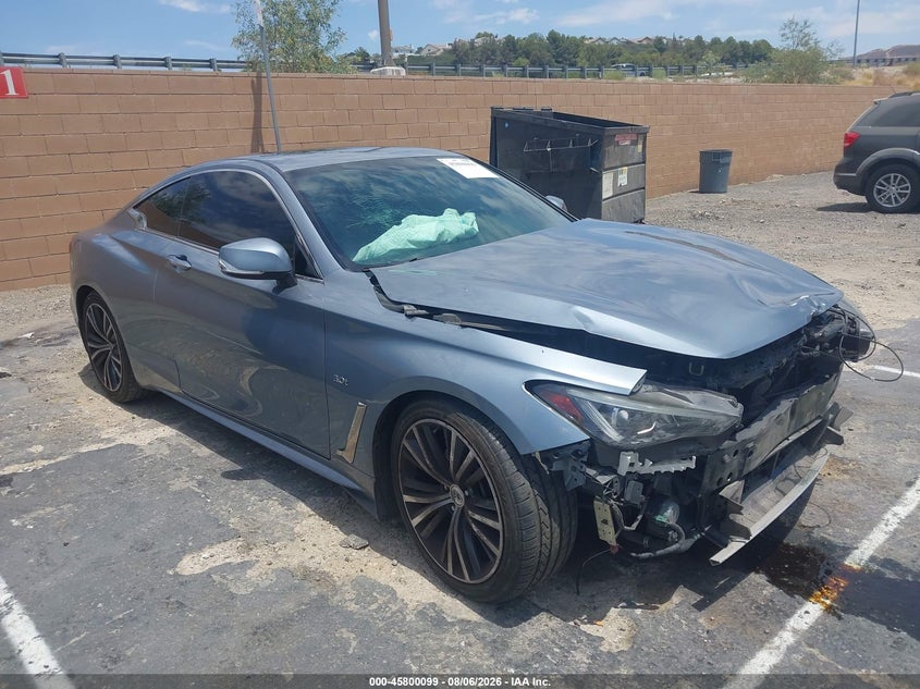 2018 Infiniti Q60 VIN JN1EV7EKXJM343194 IAAI salvage auction — FRONT END, Salvage Title, sold $2,700 on 2026-09-10 (photo 1)