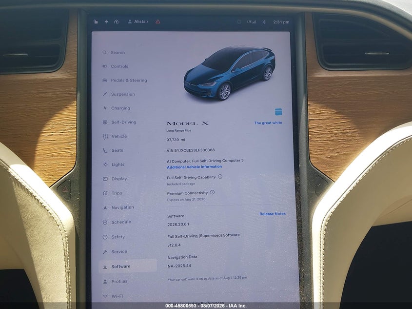 2020 Tesla Model x VIN 5YJXCBE28LF300368 IAAI salvage auction — ALL OVER, Wait Title, sold $13,100 on 2026-08-28 (photo 7)