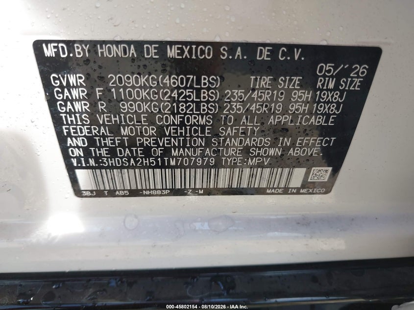 2026 Acura Adx VIN 3HDSA2H51TM707979 IAAI salvage auction — ELECTRICAL, Enterprise Vehicles Clear Only (Georgia), sold $21,750 on 2026-08-12 (photo 9)