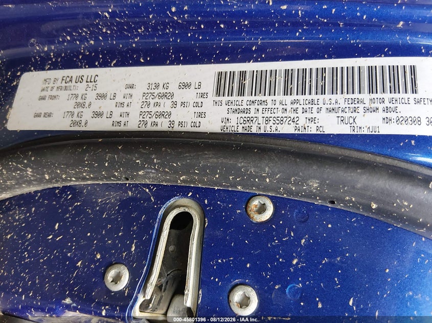 2015 Ram 1500 VIN 1C6RR7LT8FS587242 IAAI salvage auction — SIDE, Salvage Title, sold $1,600 on 2026-09-10 (photo 9)
