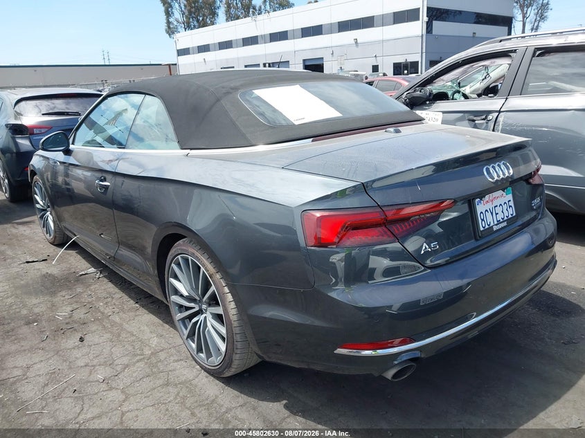 2018 Audi A5 VIN WAUYNGF52JN005671 IAAI salvage auction — RIGHT FRONT, Salvage Title, sold $4,000 on 2026-08-21 (photo 3)