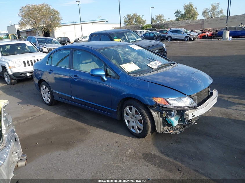 2007 Honda Civic VIN 1HGFA16587L003822 IAAI salvage auction — LEFT FRONT, Salvage Certificate (California), sold $850 on 2026-08-20 (photo 1)
