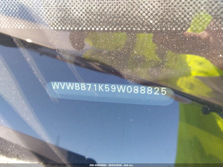 2009 Volkswagen Rabbit VIN WVWBB71K59W088825 IAAI salvage auction — NORMAL WEAR, Clear - Dealer Only (California), sold $250 on 2026-08-12 (photo 9)