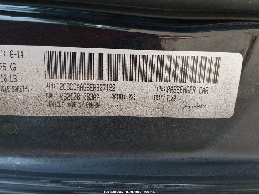 2014 Chrysler 300 VIN 2C3CCAAG6EH327192 IAAI salvage auction — SIDE, Wait Title, sold $1,000 on 2026-09-02 (photo 9)