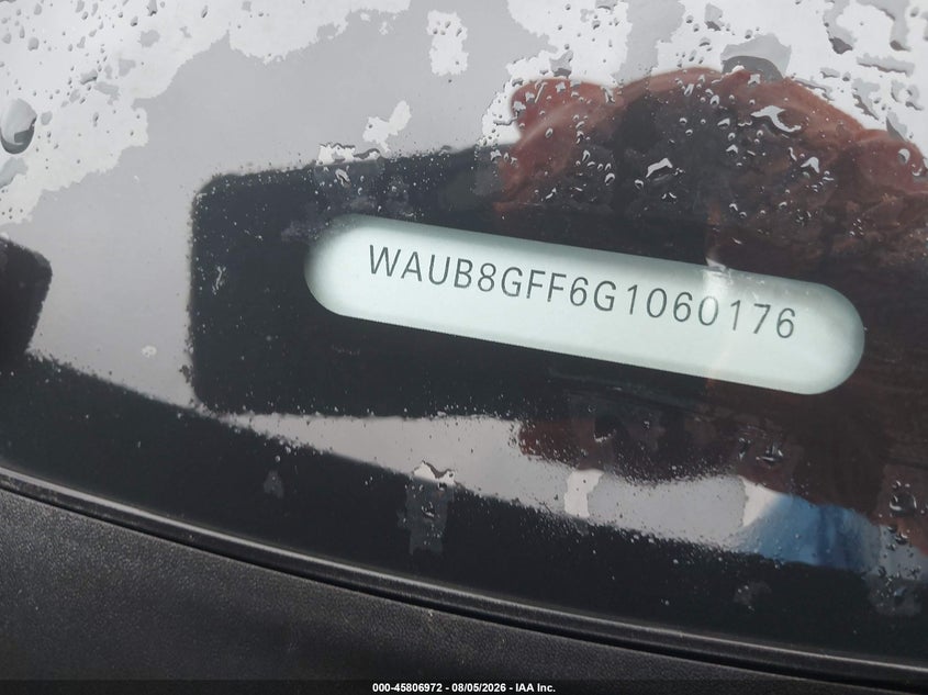 2016 Audi A3 VIN WAUB8GFF6G1060176 IAAI salvage auction — FRONT END, Salvage Title, sold $2,050 on 2026-09-04 (photo 9)
