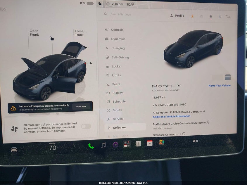2025 Tesla Model y VIN 7SAYGDED5SF314090 IAAI salvage auction — REAR END, Salvage Title, sold $16,450 on 2026-09-14 (photo 7)