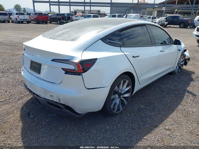 2025 Tesla Model 3 VIN 5YJ3E1EA7SF048184 IAAI salvage auction — RIGHT FRONT, Wait Title, sold $14,100 on 2026-09-05 (photo 4)