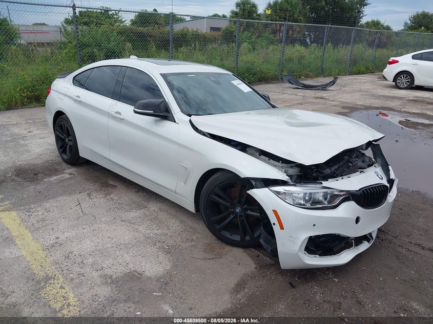 2017 BMW 4er VIN WBA4F7C54HG438357 IAAI salvage auction — FRONT & REAR, Salvage Title, sold $1,400 on 2026-08-19 (photo 1)
