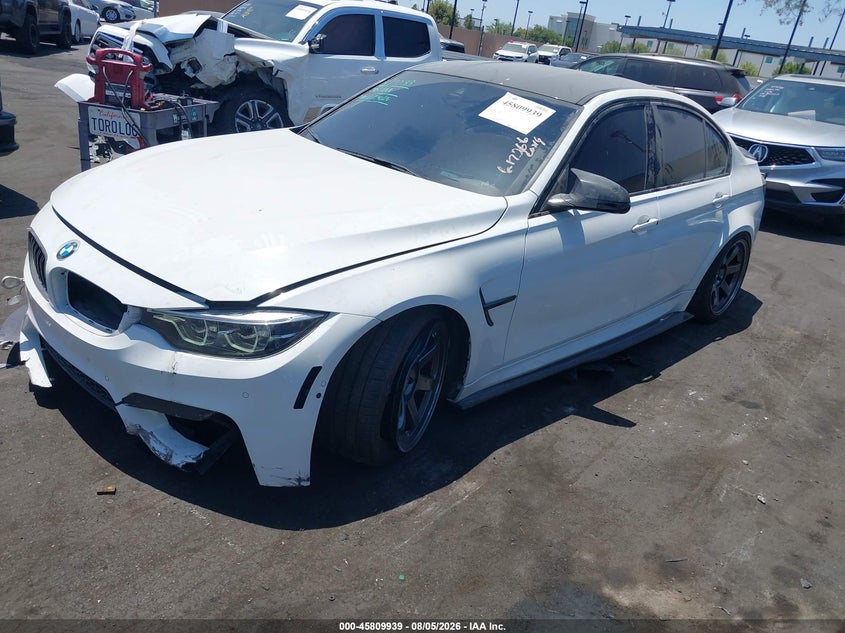 2018 BMW M3 VIN WBS8M9C59J5L00569 IAAI salvage auction — LEFT FRONT, Wait Title, sold $22,100 on 2026-08-28 (photo 2)