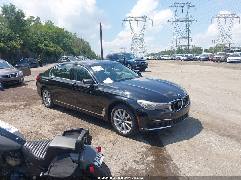 2019 BMW 7er VIN WBA7E4C56KGV28373 IAAI salvage auction — FRONT END, Salvage Title, sold $1,050 on 2026-08-21 (photo 1)