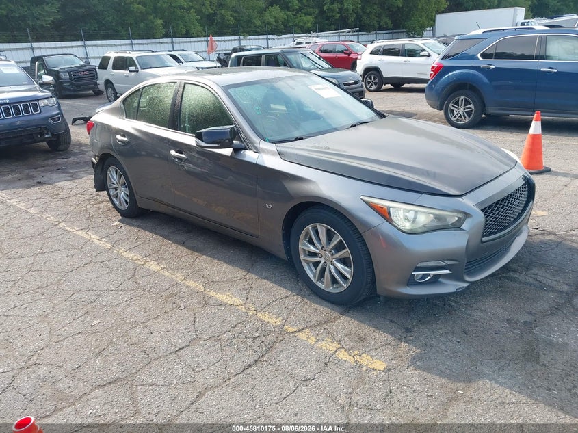 2014 Infiniti Q50 VIN JN1BV7AR5EM683896 IAAI salvage auction — REAR END, Wait Title, sold $1,500 on 2026-08-26 (photo 1)