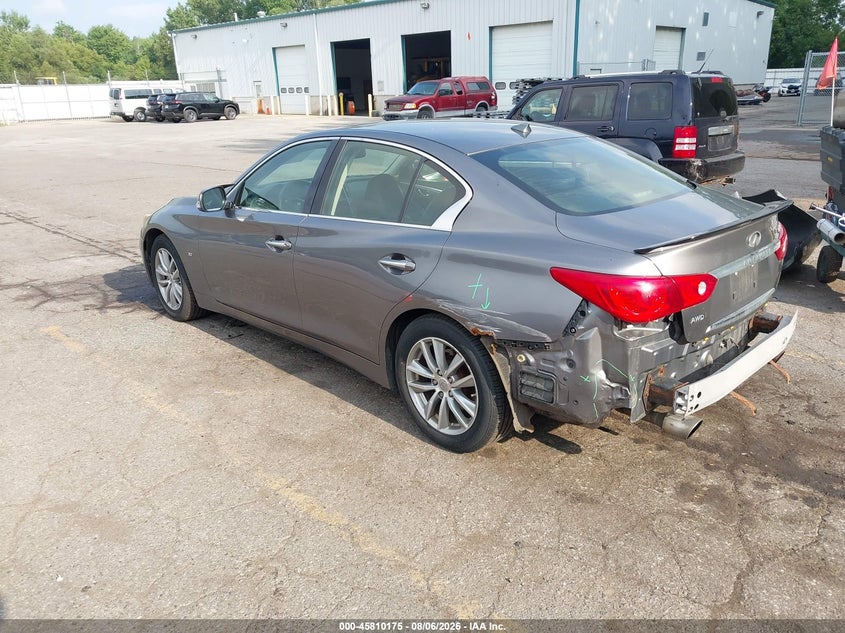 2014 Infiniti Q50 VIN JN1BV7AR5EM683896 IAAI salvage auction — REAR END, Wait Title, sold $1,500 on 2026-08-26 (photo 3)