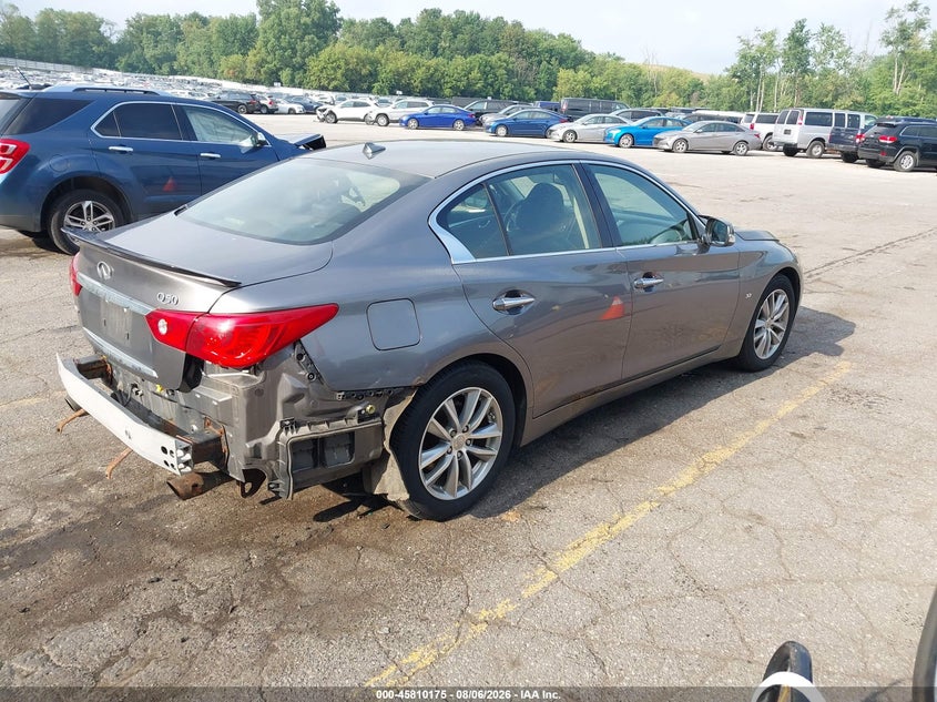 2014 Infiniti Q50 VIN JN1BV7AR5EM683896 IAAI salvage auction — REAR END, Wait Title, sold $1,500 on 2026-08-26 (photo 4)