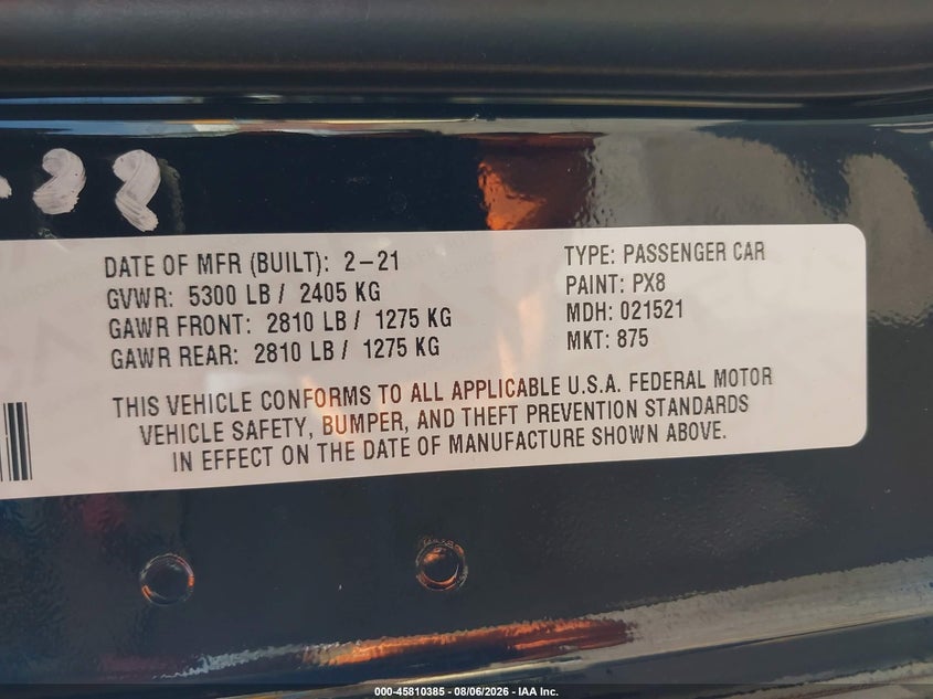 2021 Dodge Charger VIN 2C3CDXCT8MH547751 IAAI salvage auction — LEFT SIDE, Wait Title, sold $14,100 on 2026-09-01 (photo 9)