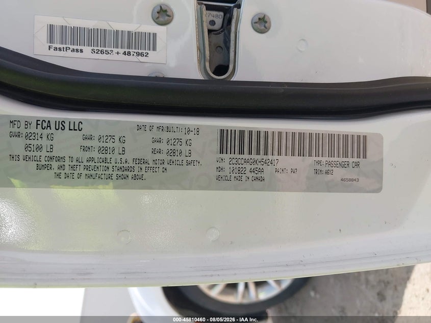 2019 Chrysler 300 VIN 2C3CCAAG0KH542417 IAAI salvage auction — SIDE, Original (Texas), sold $7,700 on 2026-09-03 (photo 9)