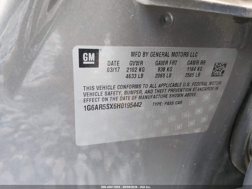 2017 Cadillac Cts VIN 1G6AR5SX6H0195442 IAAI salvage auction — RIGHT FRONT, Salvage (Idaho), sold $3,450 on 2026-09-04 (photo 9)