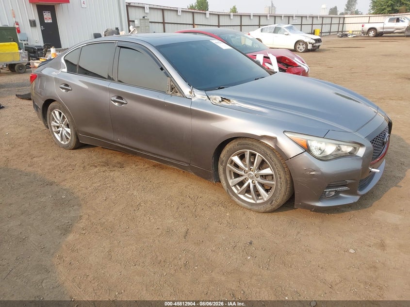 2014 Infiniti Q50 VIN JN1BV7AR2EM697979 IAAI salvage auction — RIGHT SIDE, Bill Of Sale (Washington), sold $25 on 2026-08-20 (photo 1)