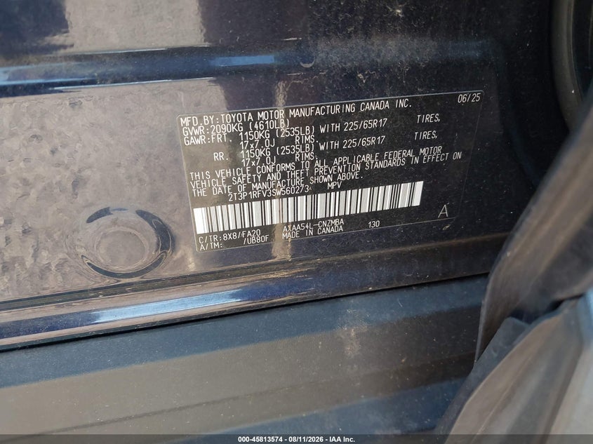 2025 Toyota Rav4 VIN 2T3P1RFV3SW560273 IAAI salvage auction — FRONT END, Enterprise Vehicles Clear Only (Kansas), sold $19,100 on 2026-08-19 (photo 9)