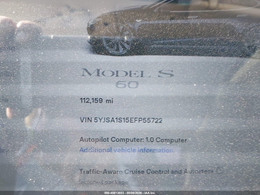 2014 Tesla Model s VIN 5YJSA1S15EFP55722 IAAI salvage auction — FRONT END, Salvage (California), sold $25 on 2026-08-26 (photo 7)