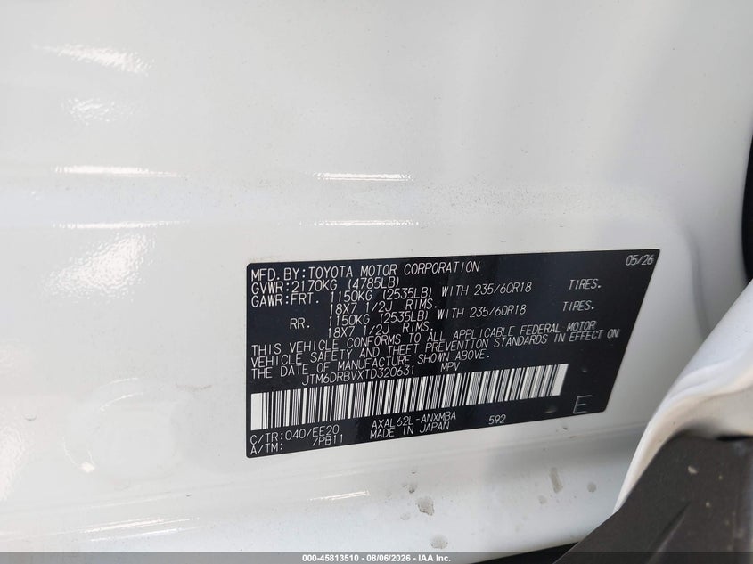 2026 Toyota Rav 4 VIN JTM6DRBVXTD320631 IAAI salvage auction — SUSPENSION, Salvage Title, sold $19,800 on 2026-08-24 (photo 9)