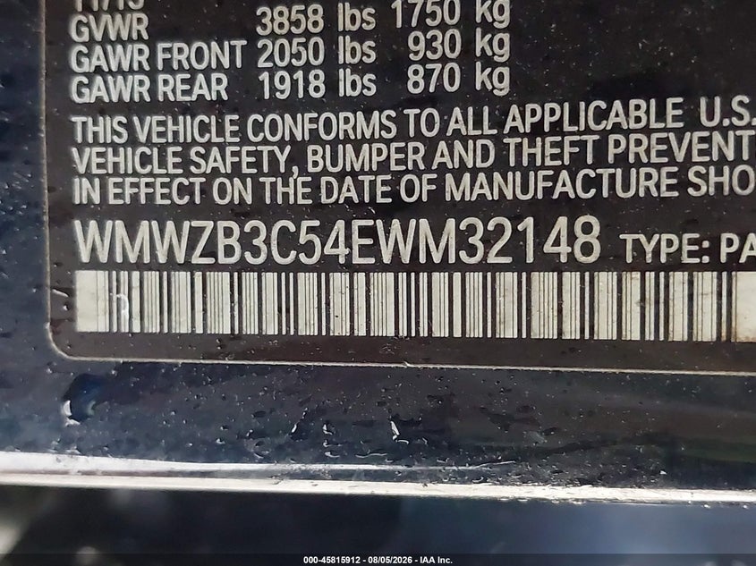 2014 Mini Countryman VIN WMWZB3C54EWM32148 IAAI salvage auction — NORMAL WEAR, Clear (Maryland), sold $275 on 2026-09-10 (photo 9)