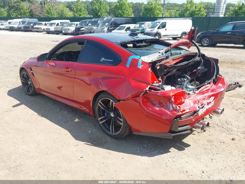 2016 BMW M4 VIN WBS3R9C54GK335834 IAAI salvage auction — Rear, Salvage, sold $13,000 on 2026-09-08 (photo 3)