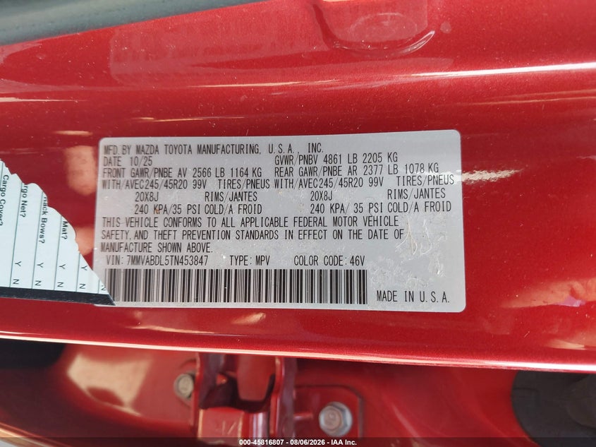 2026 Mazda Cx-50 VIN 7MMVABDL5TN453847 IAAI salvage auction — RIGHT REAR, Salvage Title, sold $14,975 on 2026-08-25 (photo 9)