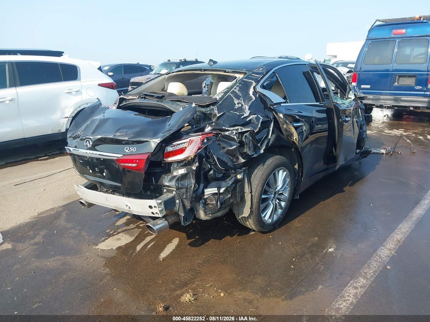2020 Infiniti Q50 VIN JN1EV7AP9LM200984 IAAI salvage auction — FRONT & REAR, Salvage Title, sold $650 on 2026-09-05 (photo 4)