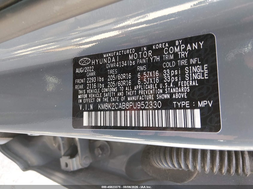 2023 Hyundai Kona VIN KM8K2CAB8PU952330 IAAI salvage auction — ALL OVER, Salvage (New Hampshire), sold $1,600 on 2026-10-23 (photo 9)